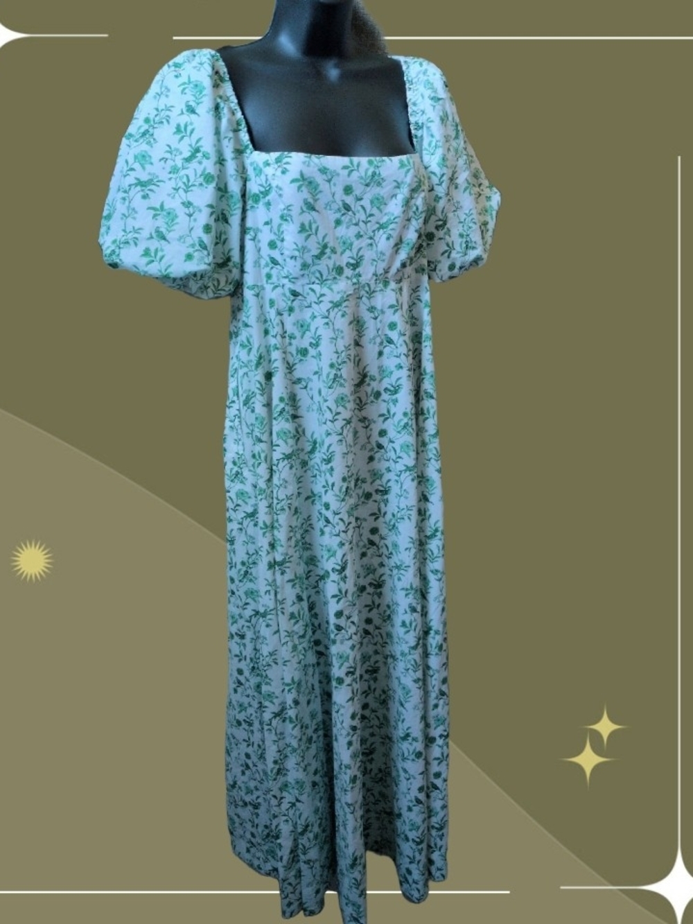 ✨ Hill House X La Coqueta Matilda Green Bird Floral Nap Dress Size M